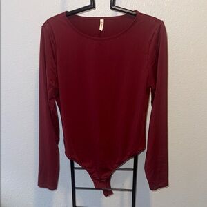 HALARA Deep Red Long Sleeve Bodysuit